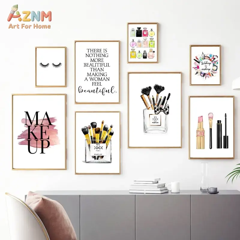 Beauty Makeup Quotes - AZNM Pink Fashion Makeup Canvas Wall