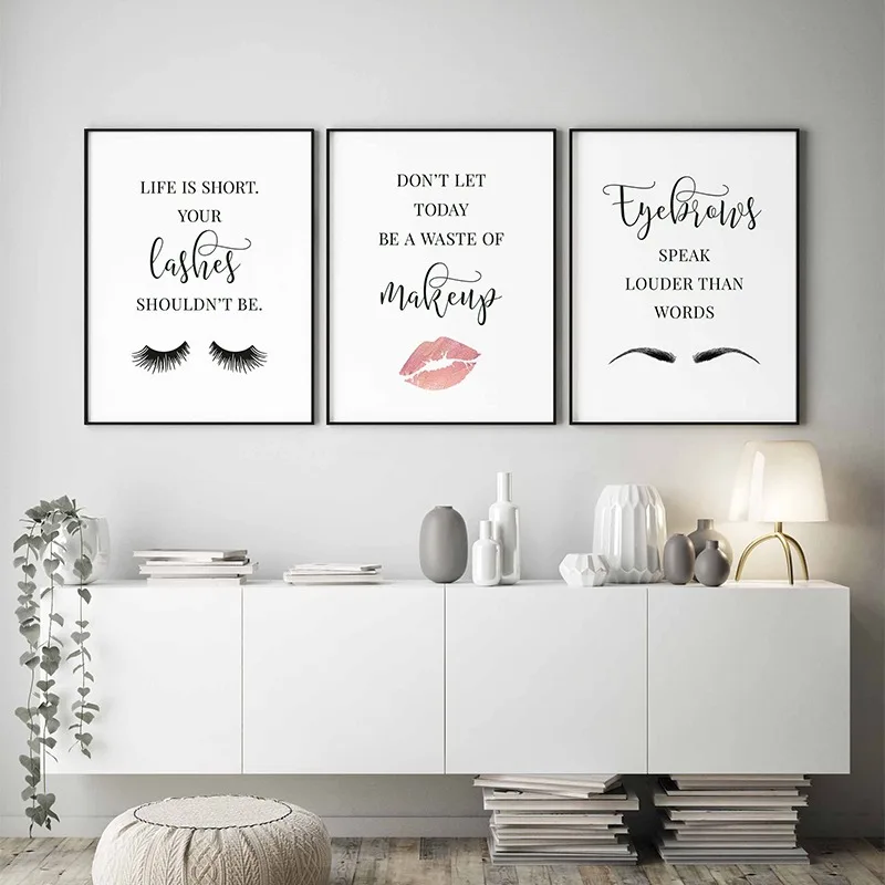 Beauty Makeup Quotes - Makeup Quotes Poster Eyelash Eyebrows Lipstick