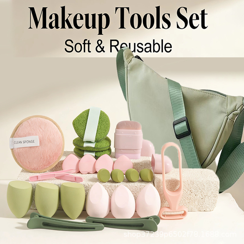 Beauty Makeup Tools Set - Stylish Dumpling Bag with 23 Pcs