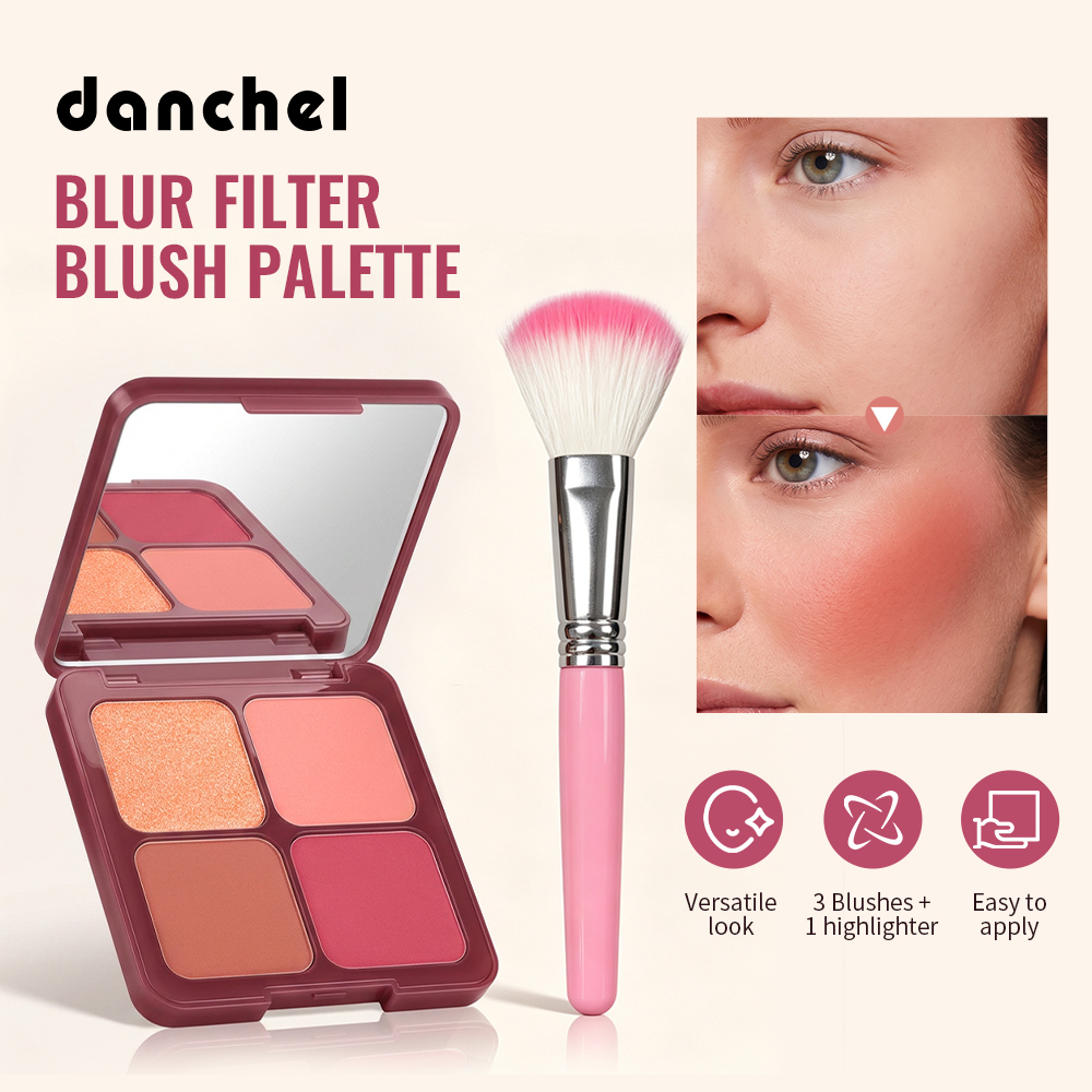 Highlighter Bronzer Palette - 2pcs Blur Filter Blush Palette With