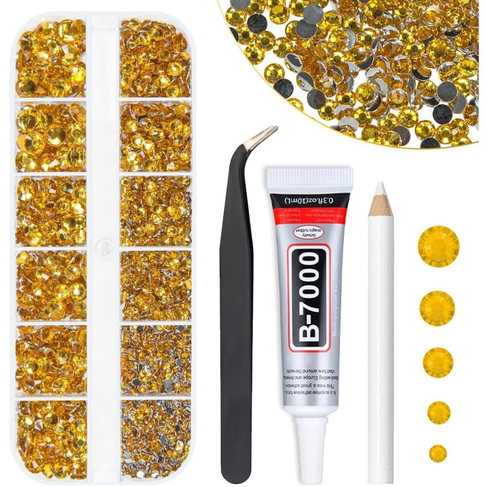 Beauty Gems Makeup - Golden Yellow Crystal Flatback Rhinestones for