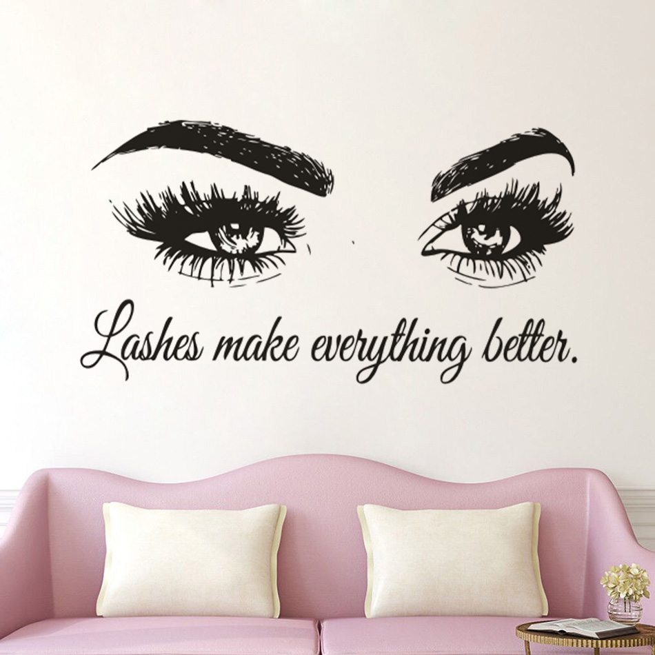 Beauty Makeup Quotes - Eyelashes Vinyl Wall Decal Beauty Salon