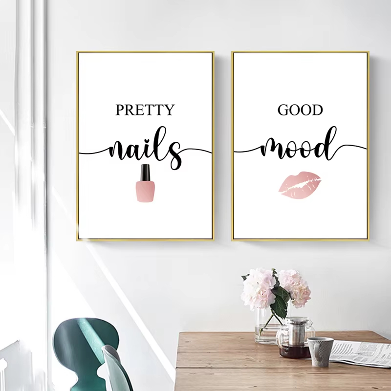 Beauty Makeup Quotes - Nordic Pink Women Red Lips Nail