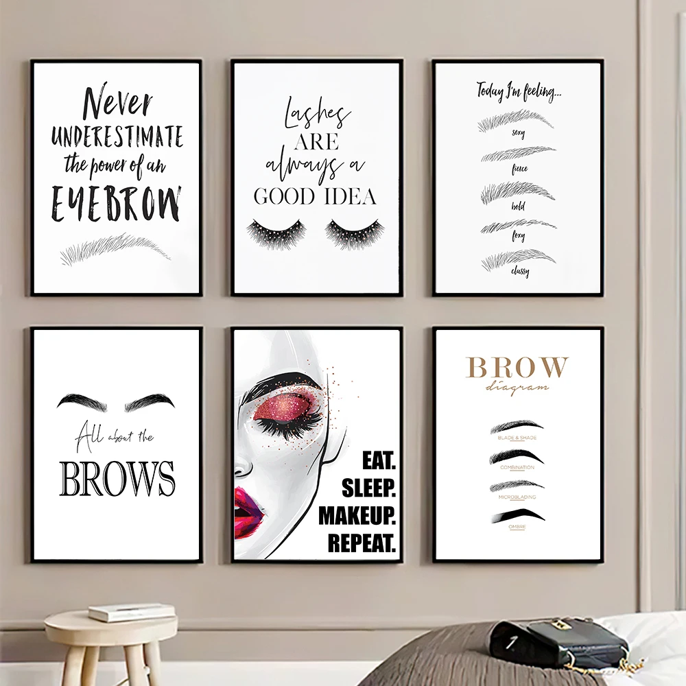 Beauty Makeup Quotes - Fashion MakeUp Canvas Painting Print Eyebrow