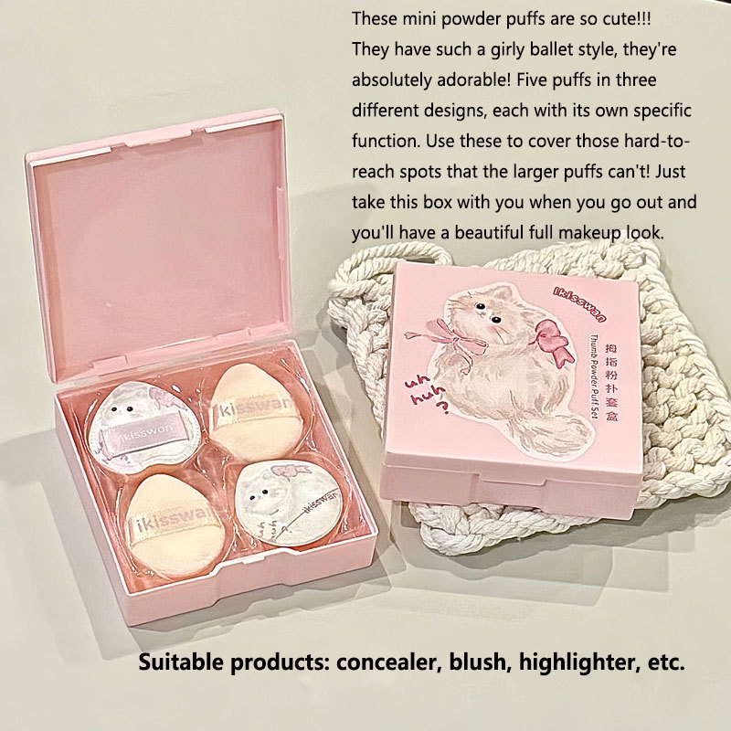 5Pcs Cute Mini Finger Puff Set - Beauty Makeup Tools Set recension och pris