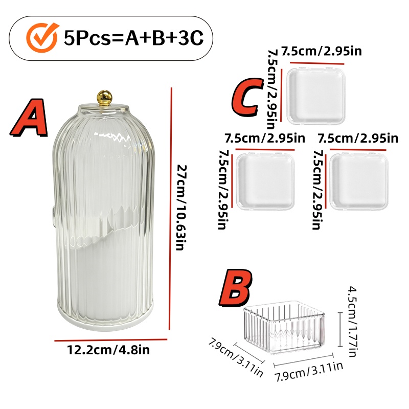 5-Piece Set, 360-Degree Rotati - Beauty Makeup Lipstick recension och pris