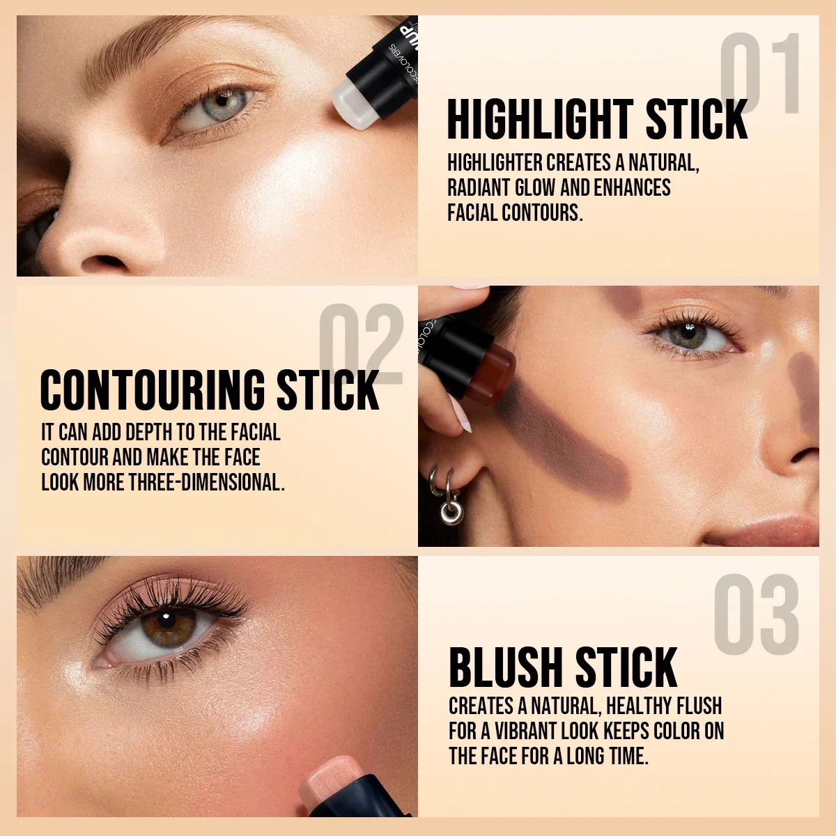1PC Contour Sticks, Matte Text - Highlighter Bronzer Palette recension och pris